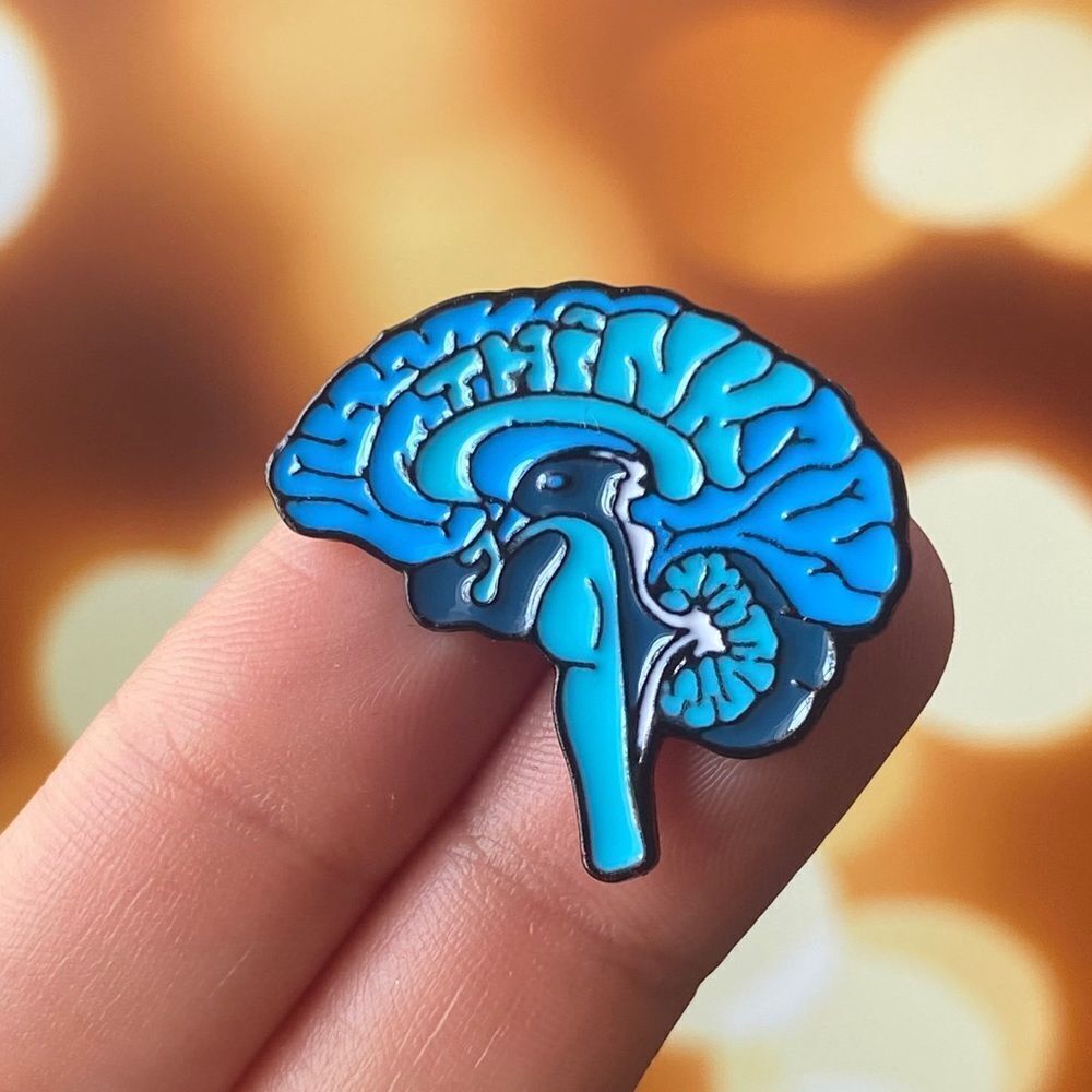 Think Blue Brain Enamel Pin/ Brooch